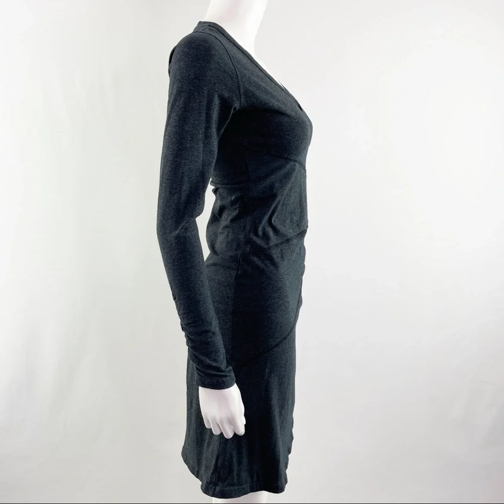 Athleta Size XXS Charcoal Gray Long Sleeve SUNBURST Dress Stretch - Picture 7 of 10